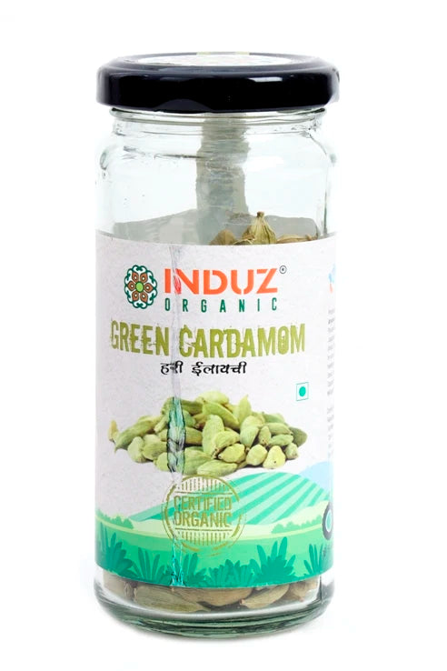 Induz Organic Dried Raw Green Cardamom Pieces 75gm Exquisite Aroma Royal Flavor Queen Spices Its Purest Form 12 Month Shelf Life