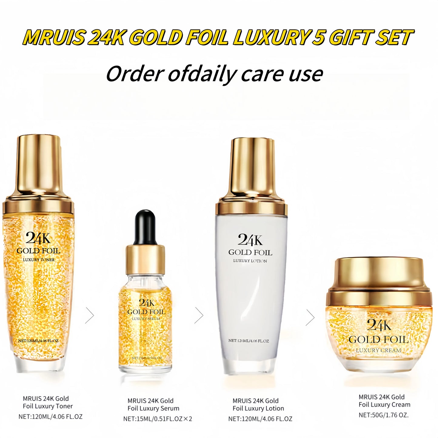 24k Gold Organic Skin Care Set Korean Cosmetics Set Whitening Lightening Luxury Skin Care Set Whitening Kit 2025 New Products