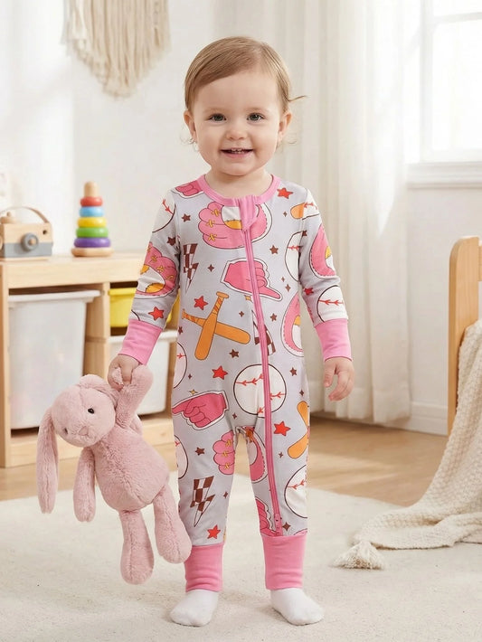 6-24 Months Infant Bamboo Fiber Fabric Onesie Soft and Gentle on Baby's Skin Zipper Design Suitable for All Seasons Jumpsuits