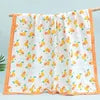 Custom 100% Organic Cotton Muslin Infant Bath Towel Cute Cartoon Pattern Babi Blankets 6-Layer Newborn Blanket for Travel Hotel