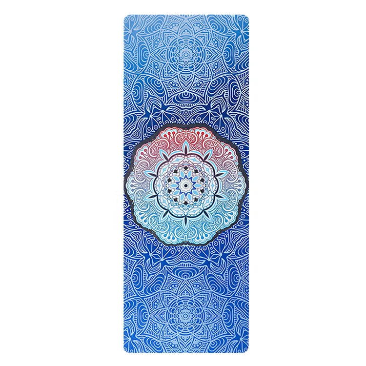 2026 Eco Friendly Digital Organic Blue Rubber Custom Print OEM Yoga Mat 4.5mm Anti Slip Non-slip Natural Rubber Suede Yoga Mat