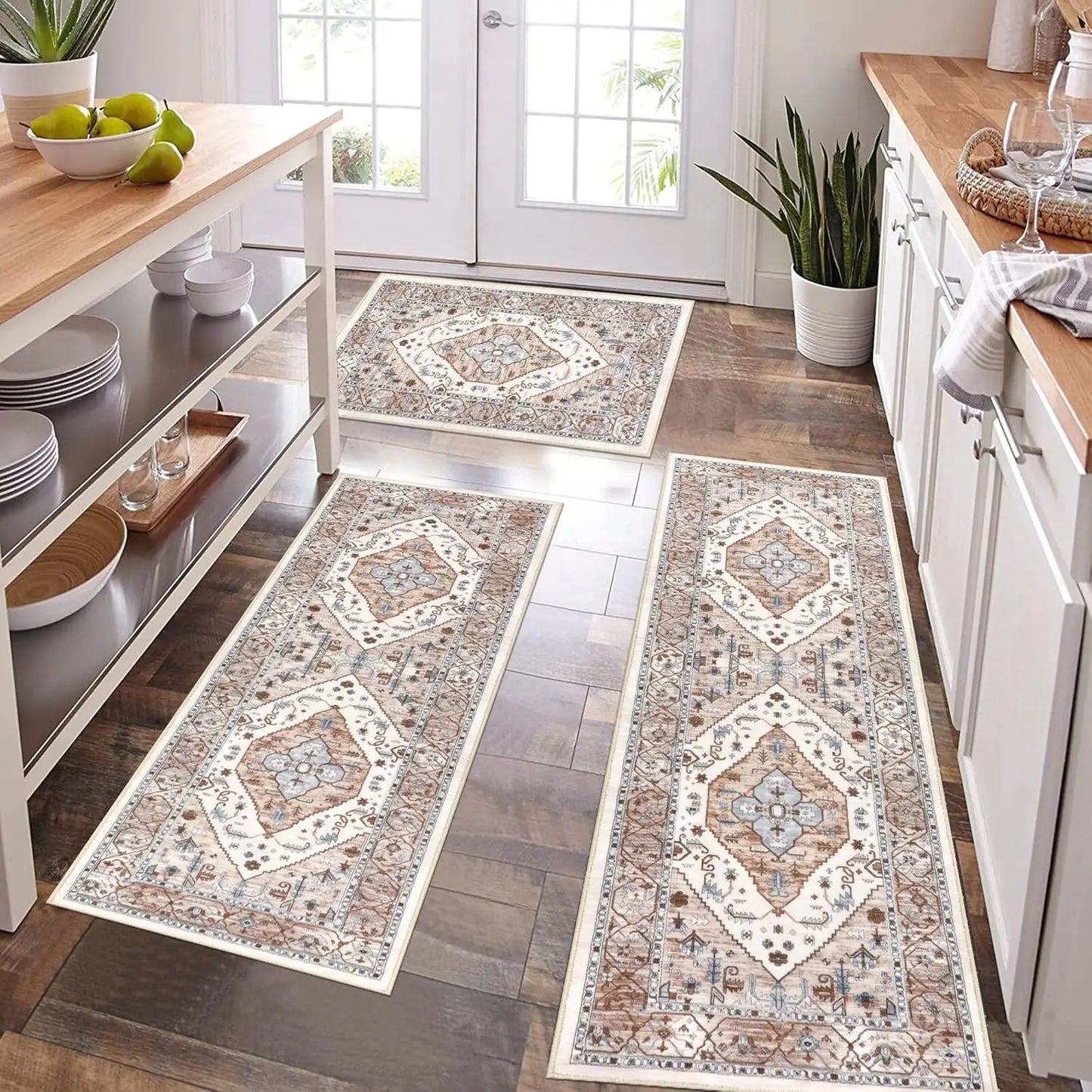 VIKAMA Retro Luxury Kitchen And Bathroom Entry Door Carpet, Living Room Sofa, Coffee Table Mat, Anti-Slip Home Decoration