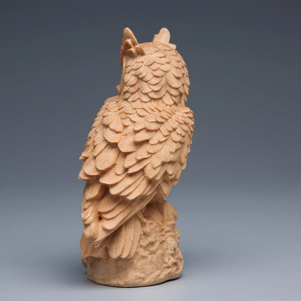 Wooden Owl Statue Ornament,4.13" Solid Wood Crafts,Creative Living Room Home Decoration,Collection Souvenirs,Birthday gift