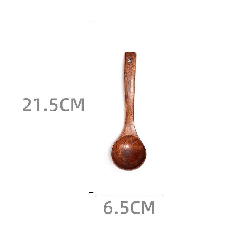 Kitchen Utensils Wooden Spoon Eco-friendly Tableware Gift Natural Eco-friendly Easy To Clean Oval Spoon Eating Stirring Spoon
