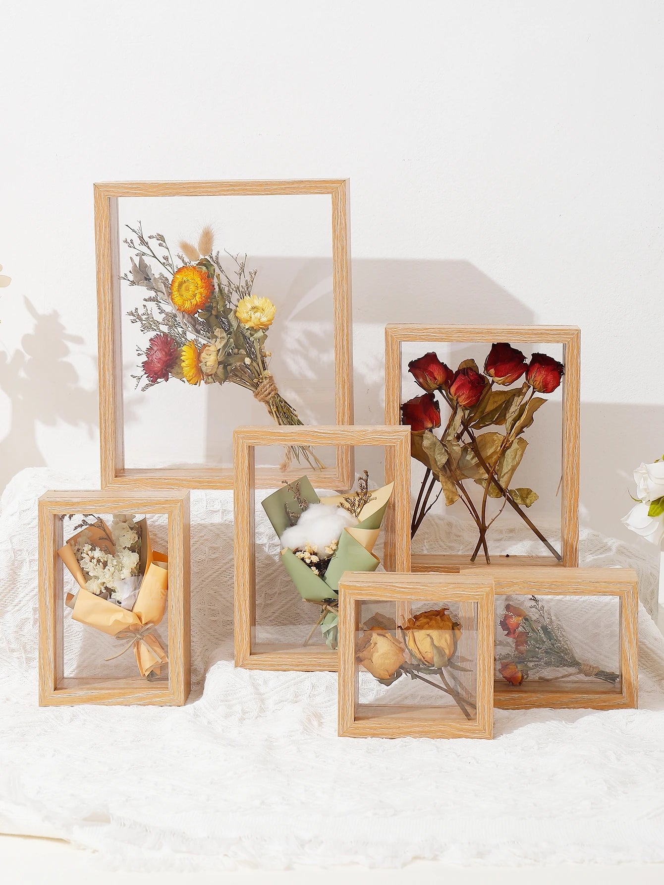 Wood Dried Flower Picture Frame Home Decor Transparent Picture Frame