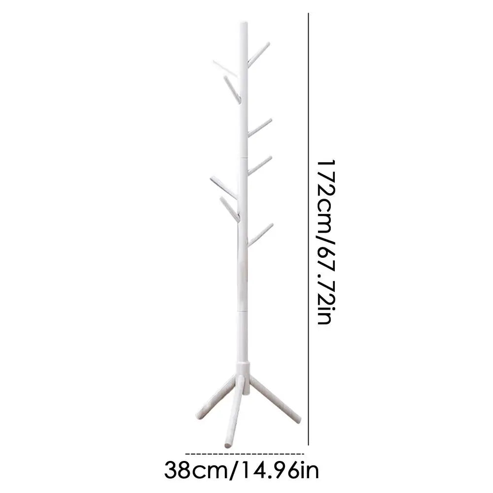 Wood Tree Coat Rack Floor Hanging Clothes Rack Clothes Rack Bedroom Hat Stand Home Furniture Drying Rack With 8 Hooks