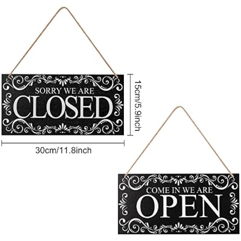 Natural Wood Open and Closed Store Business Sign "Come in We're Open & Sorry We're Closed" Plaque