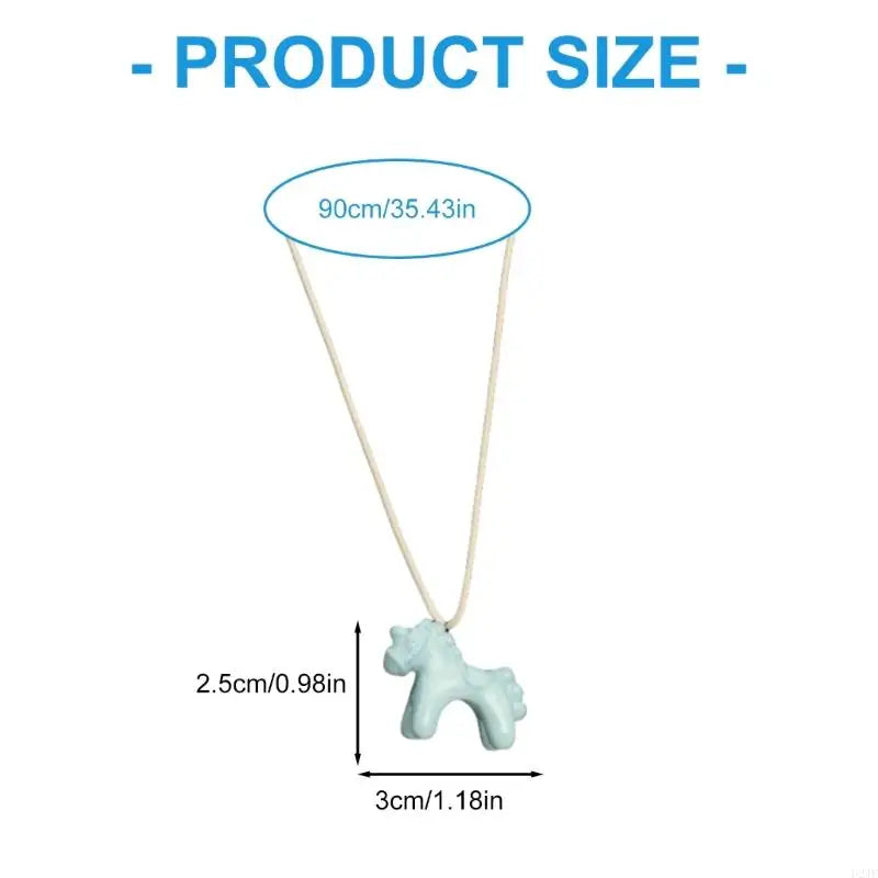 Artistic Enamel Coated Horse Charm Necklace With Intricate Craftsmanship Adjustable Length Cord For Daily Styling
