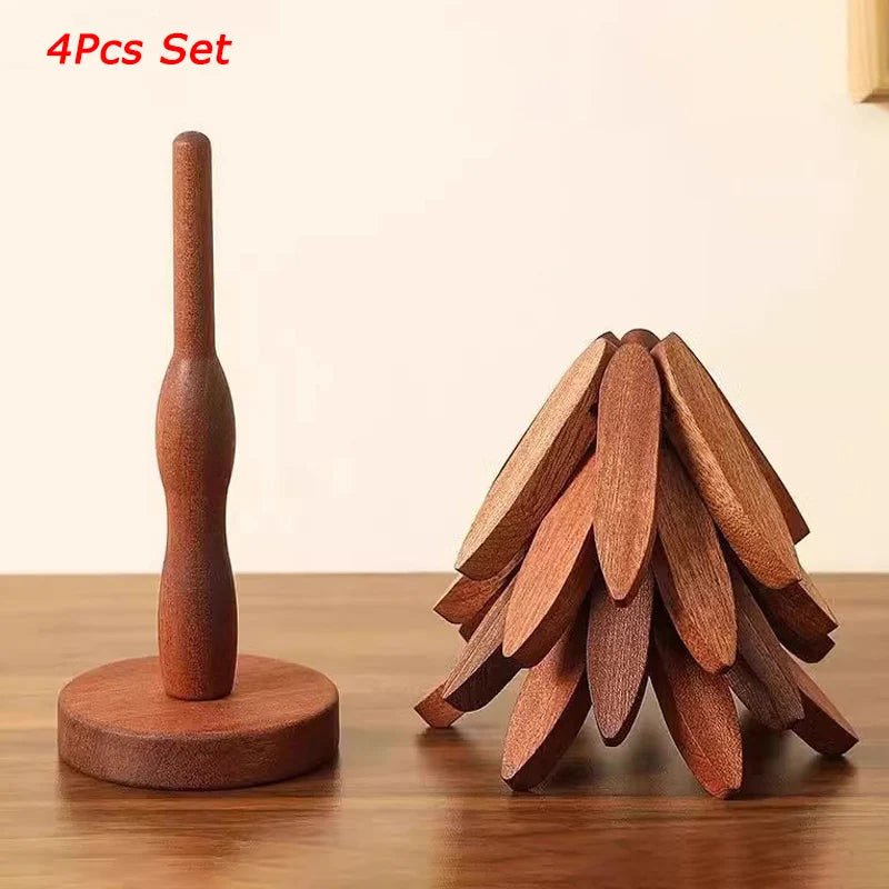 Tree Design Stand Bamboo Wooden Trivets Decorative Anti Scald Heat Resistant Table Mat Coaster Wood Placemats Pot