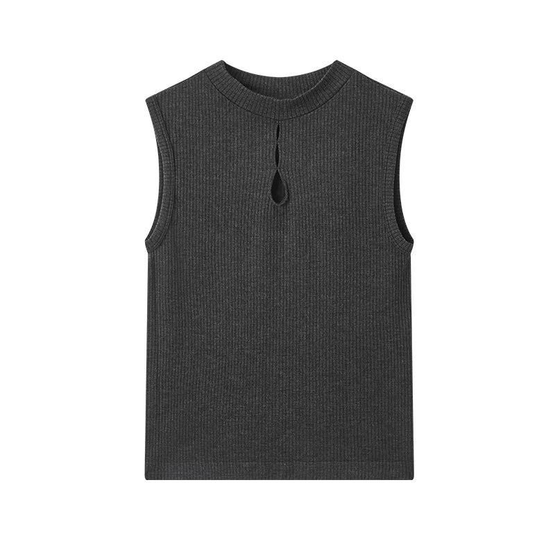 Semir Vest Women Hollowed-out New Chinese Style High-neck Inner Layer Slim Fit Bottoming Shirt Spring Knitted Sleeveless Top