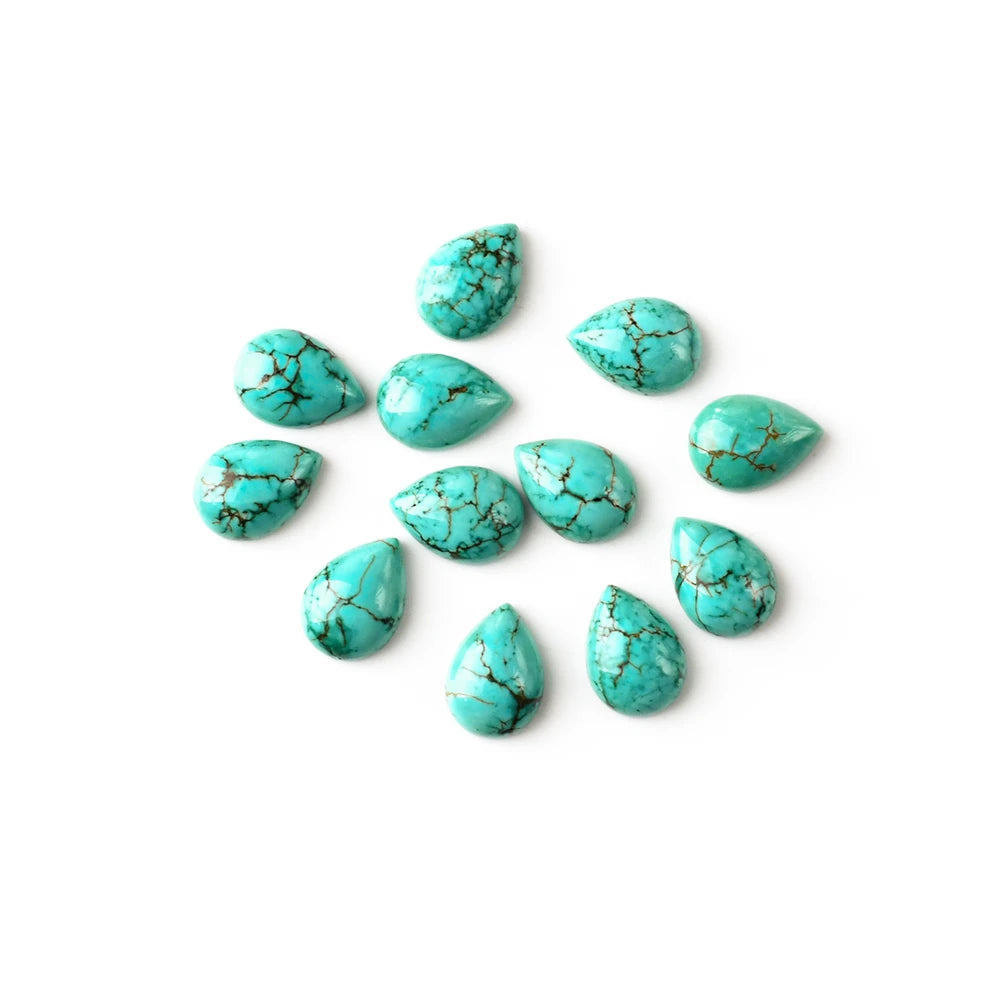 High Quality Natural Green Turquoise Cabochon Loose Pear Shaped High End Gemstone Wholesale Cut Size