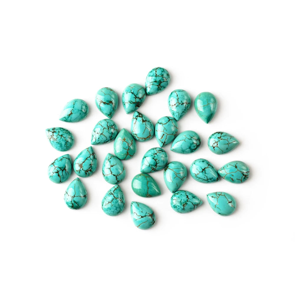 High Quality Natural Green Turquoise Cabochon Loose Pear Shaped High End Gemstone Wholesale Cut Size