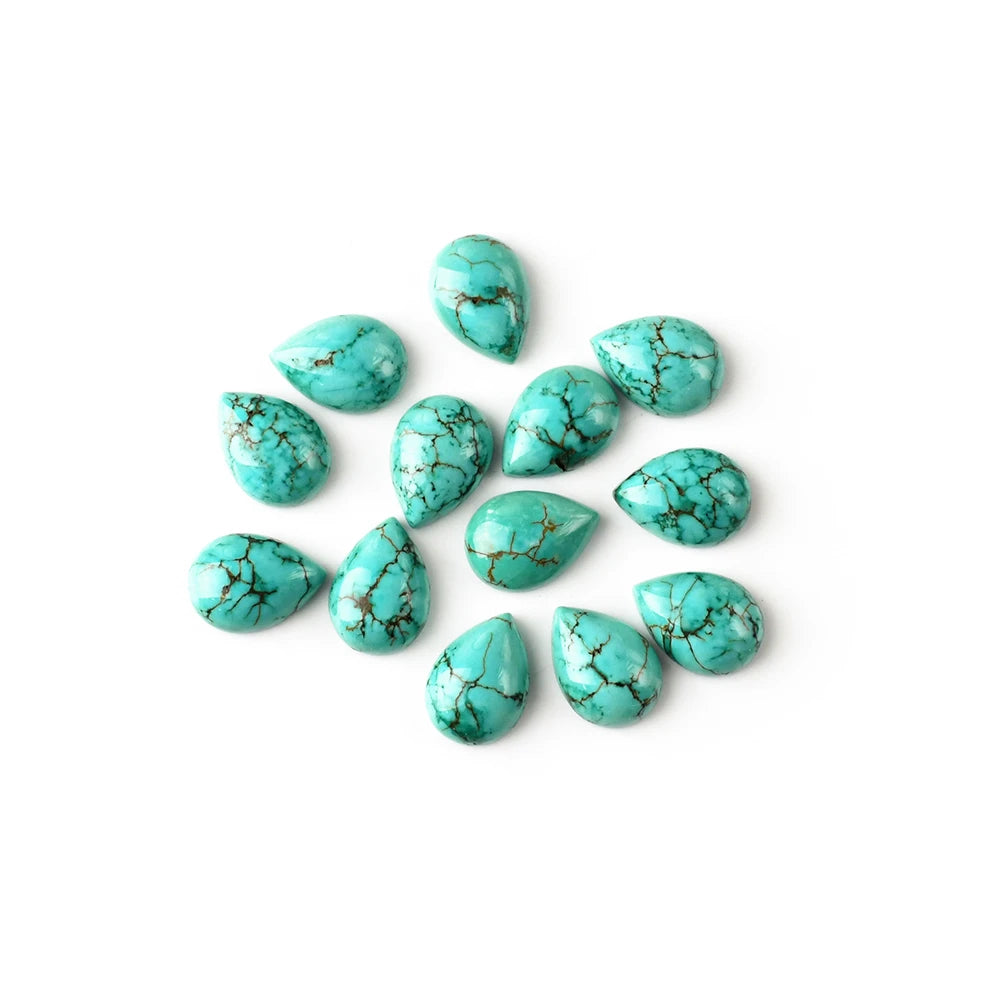 High Quality Natural Green Turquoise Cabochon Loose Pear Shaped High End Gemstone Wholesale Cut Size