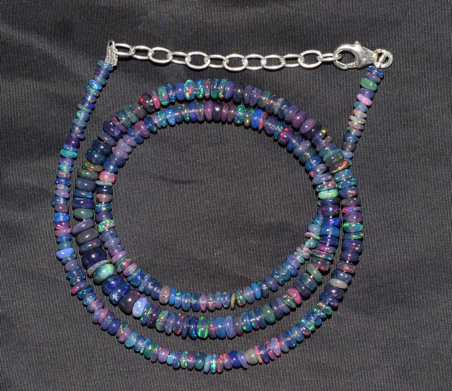 Ethiopian Natural Welo Fire Blue Opal Necklace Polished 18 Inch Smooth Rondelle Beads 3-6 mm White Opal Loose Gemstones