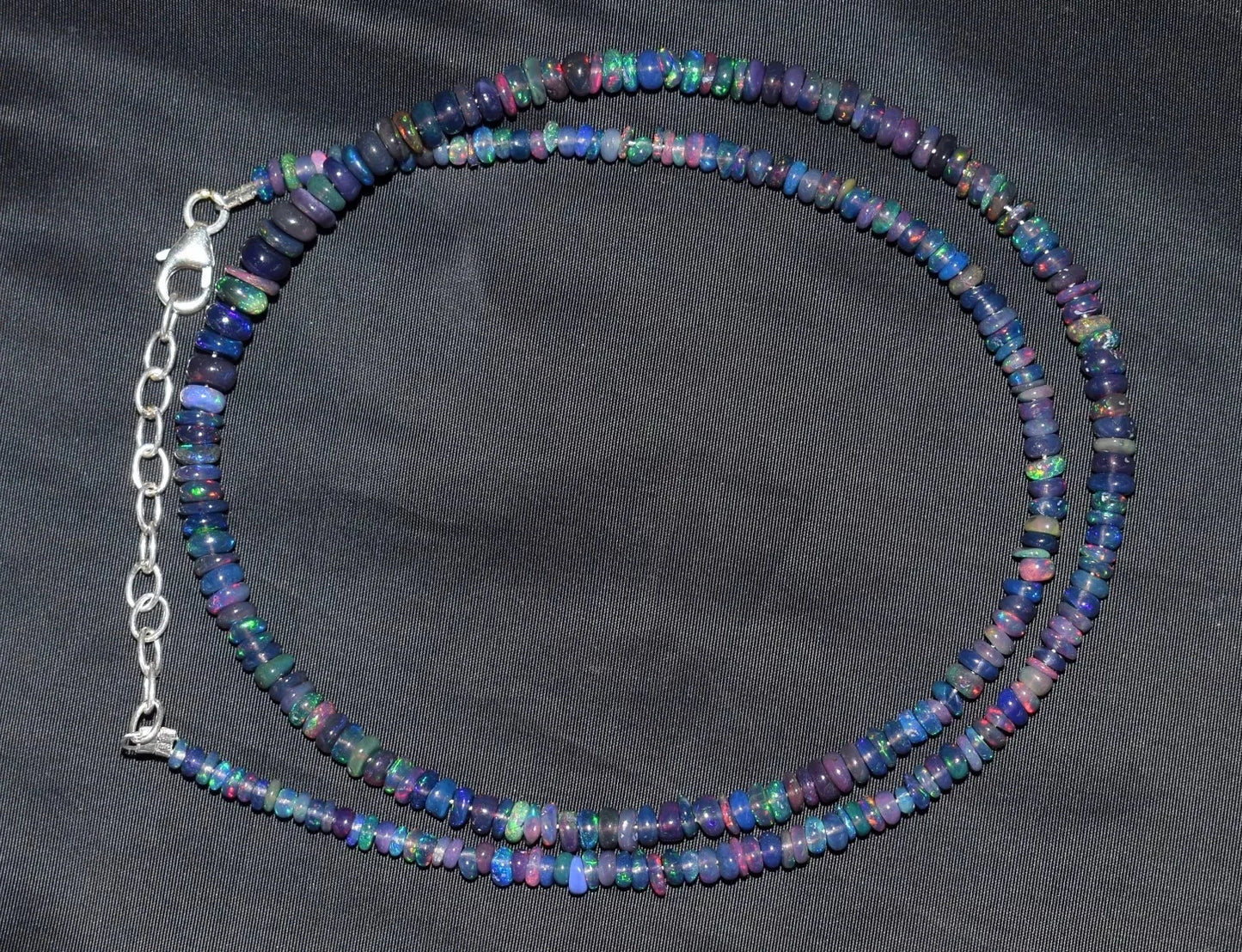 Ethiopian Natural Welo Fire Blue Opal Necklace Polished 18 Inch Smooth Rondelle Beads 3-6 mm White Opal Loose Gemstones