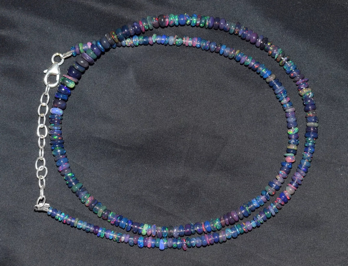 Ethiopian Natural Welo Fire Blue Opal Necklace Polished 18 Inch Smooth Rondelle Beads 3-6 mm White Opal Loose Gemstones