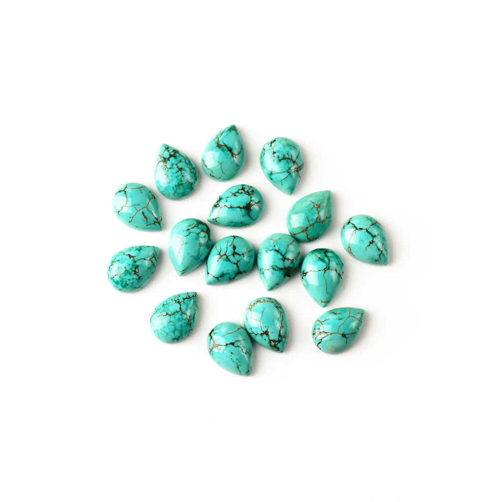 High Quality Natural Green Turquoise Cabochon Loose Pear Shaped High End Gemstone Wholesale Cut Size