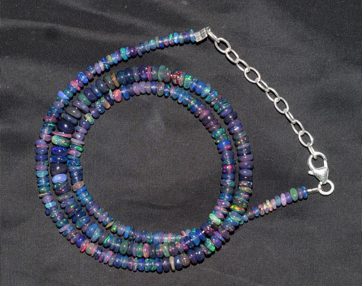 Ethiopian Natural Welo Fire Blue Opal Necklace Polished 18 Inch Smooth Rondelle Beads 3-6 mm White Opal Loose Gemstones