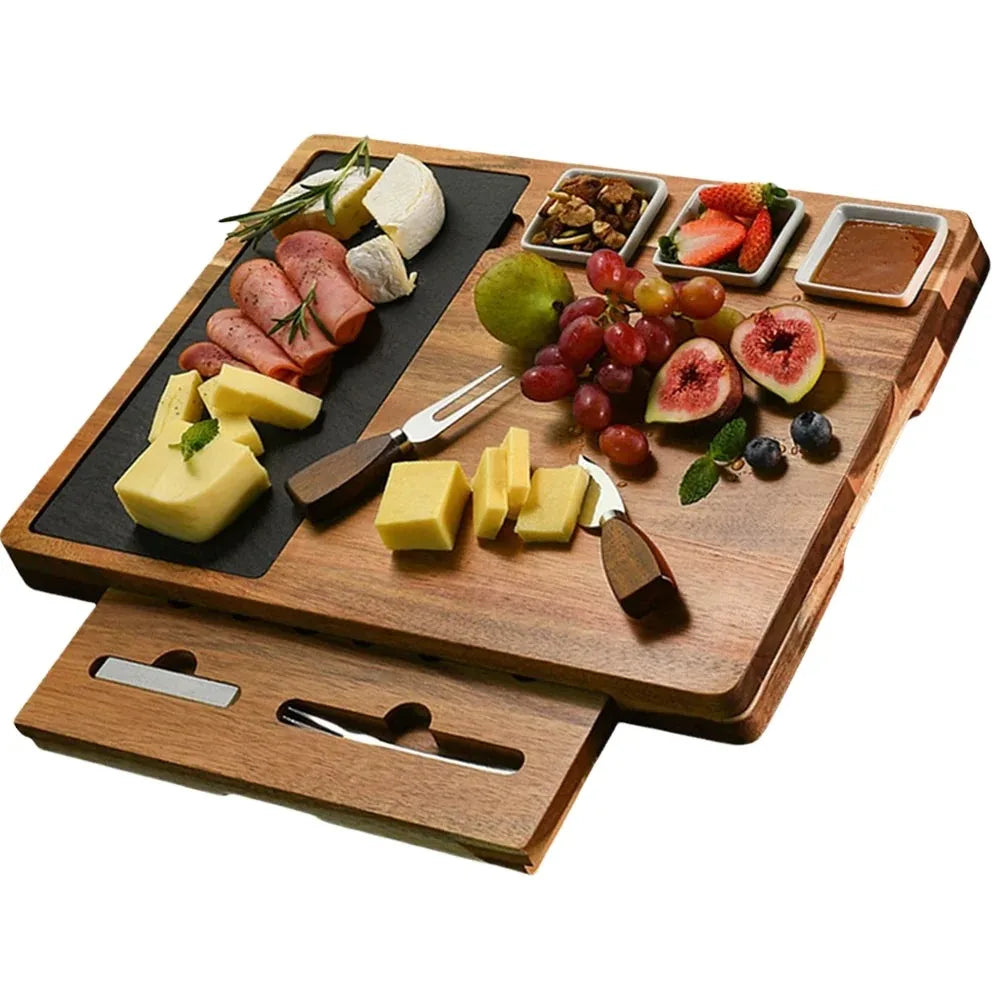 Premium Handmade Bamboo Chopping Board-Eco-Friendly Dishwasher Safe Protects Knives for Kitchen Use Vegetables Fruits Meat