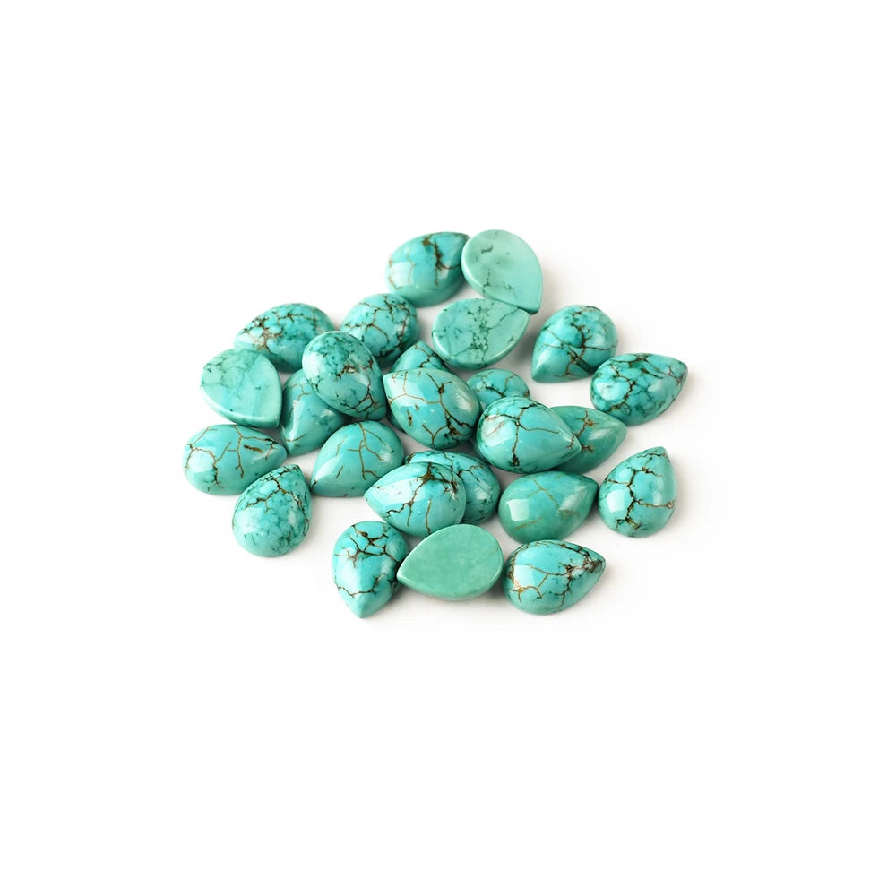 High Quality Natural Green Turquoise Cabochon Loose Pear Shaped High End Gemstone Wholesale Cut Size