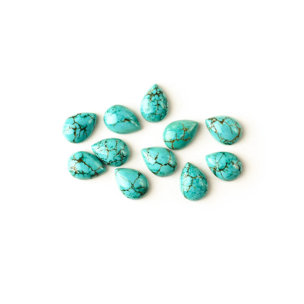 High Quality Natural Green Turquoise Cabochon Loose Pear Shaped High End Gemstone Wholesale Cut Size
