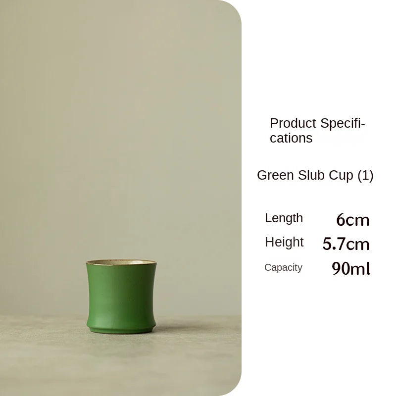 Modern Disposable Ceramic Green Glazed Travel Kung Fu Tea Set High-end Master Cup Ceramic Teacup Bamboo Cup