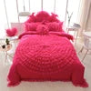 Korean Style 100% Organic Cotton Lace Princess 4pcs Sleep Aid with 400TC Solid Pattern for Weddings Bed Sheet Sets