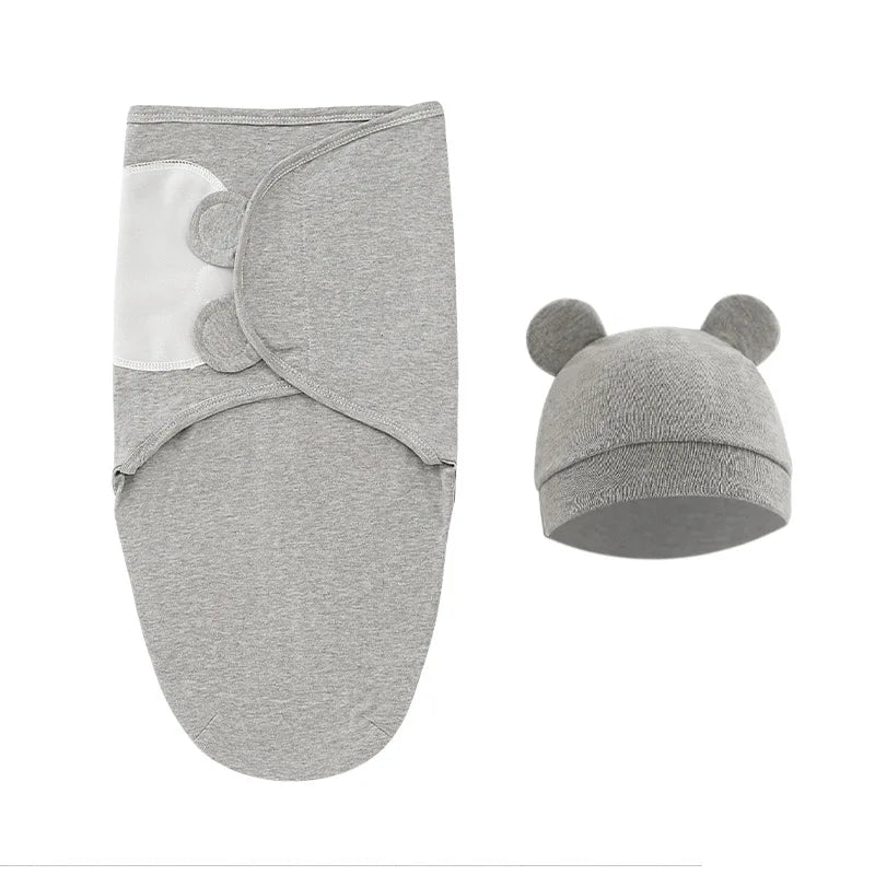Baby Sleeping Bags Custom Newborn Blanket Organic Cotton Bamboo Modal Hat 2Pcs Set Unisex Receiving Baby Swaddle Blankets