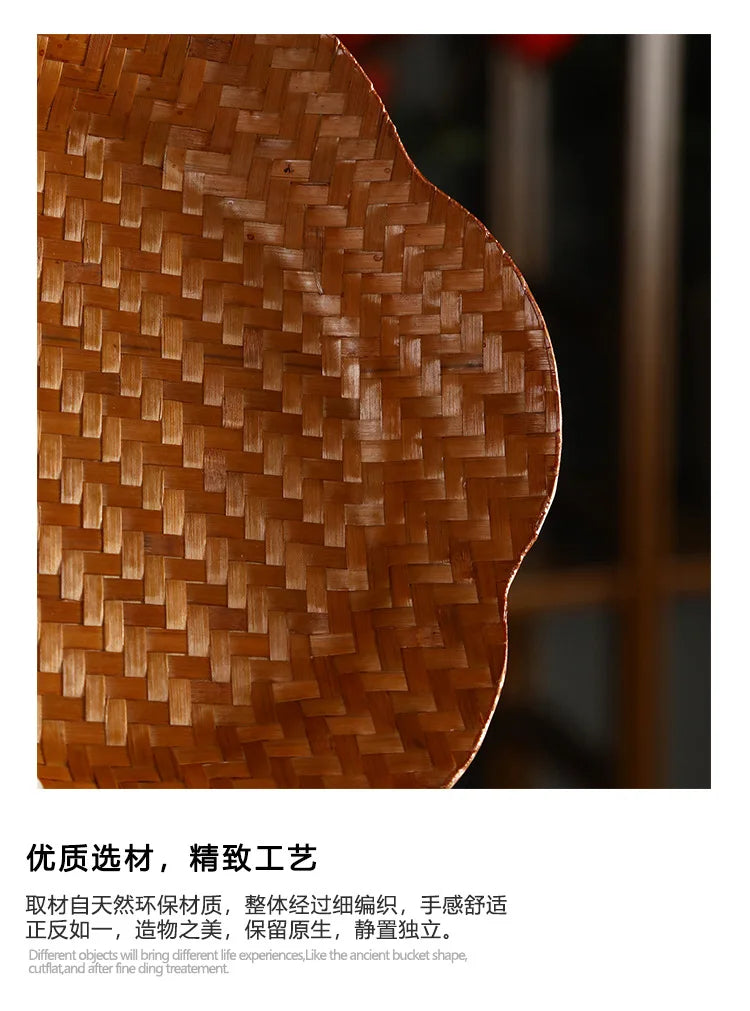 Handmade Bamboo Woven Fruit Plate Set of 3 Japanese Style Snack Dessert Tea Tray Shallow Serving Dishes