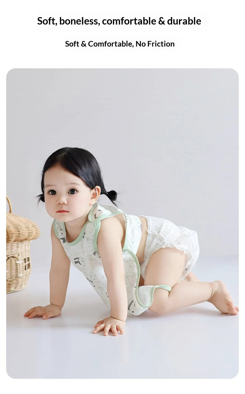 Children's summer bamboo and cotton half-back belly protector vest, unisex, with leg cover, crawling clothes