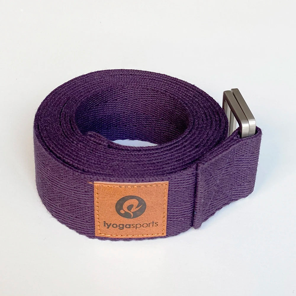 100% Organic Cotton Yoga Strap 8ft Length Belt Custom logo Iyogasports extra Length Soft Biodegradable Material Yoga Belt