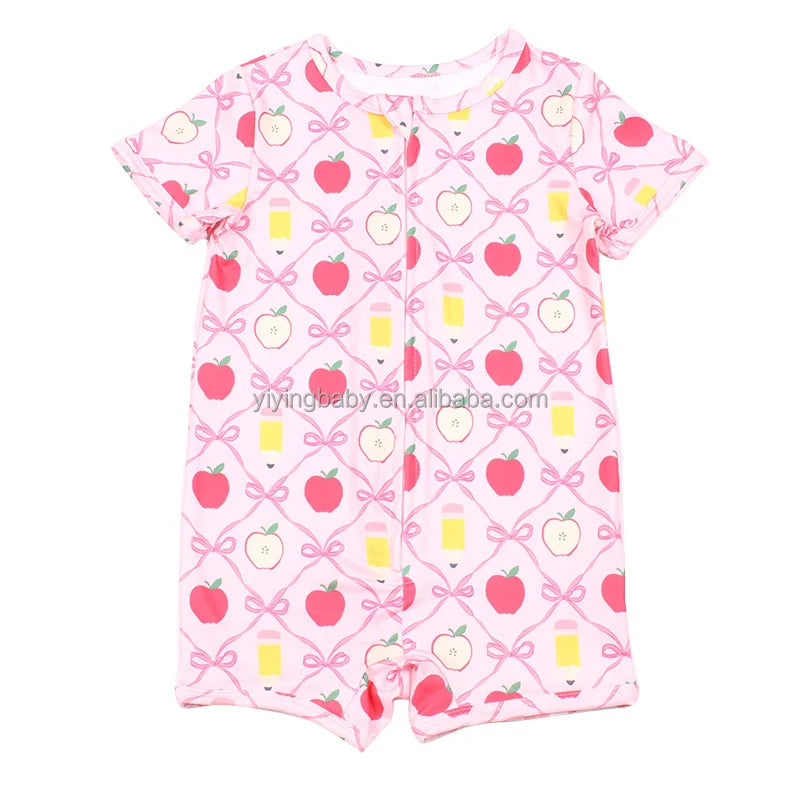 Custom Printed Bamboo Jumpsuit for Newborns ODM Odem Zipper Romper Infant Baby Bodysuit
