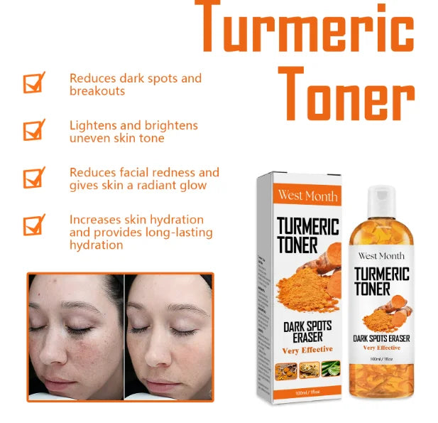 US Stock Organic Herbal Turmeric Extract Toner Face Whitening Hydrating Brightening Spray for Dark Spot Removal