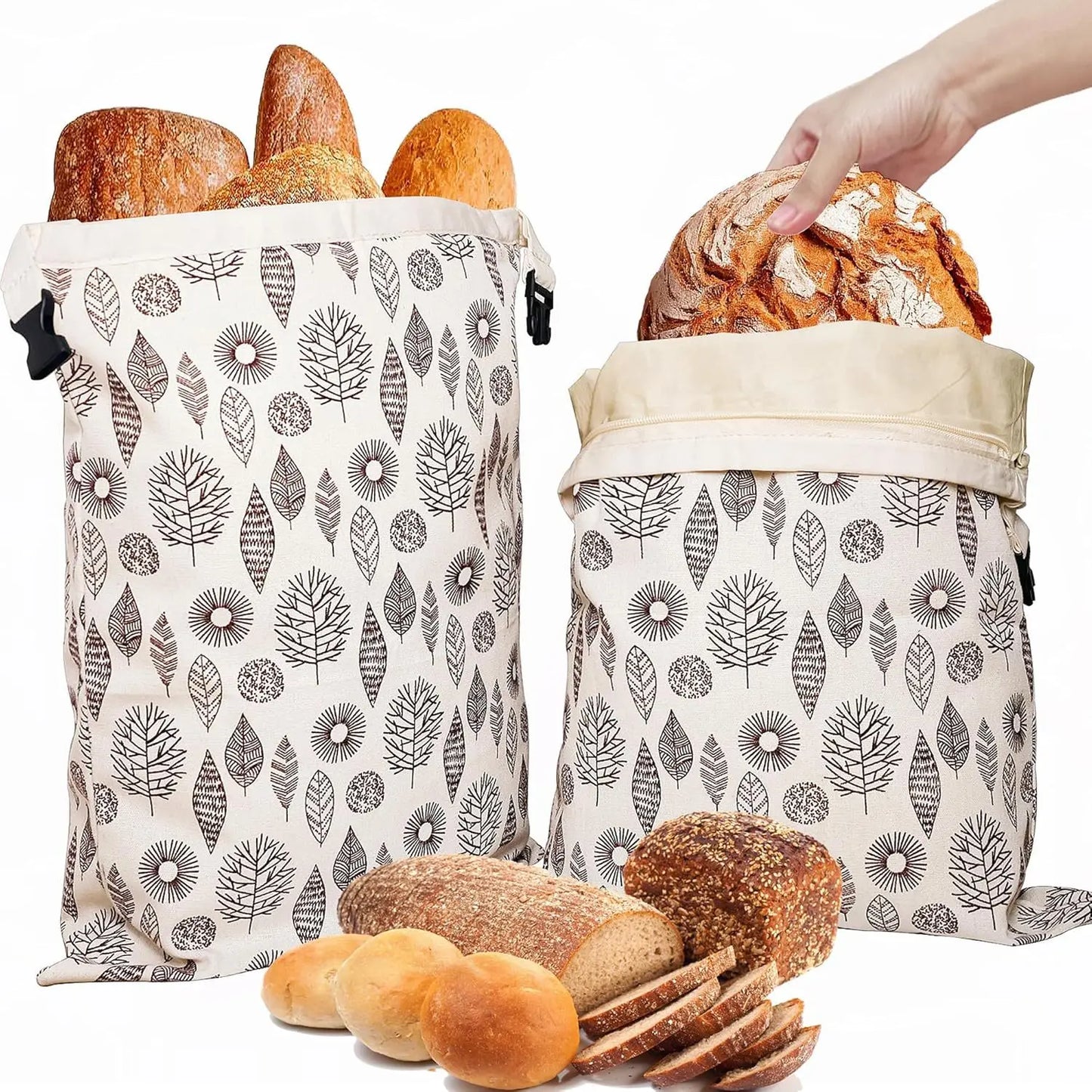 Reusable Fashion Cartoon Bread Shopping Bag with Organic Beeswax Cotton Linen for Homemade Sourdough Storage & Fresh Keeping