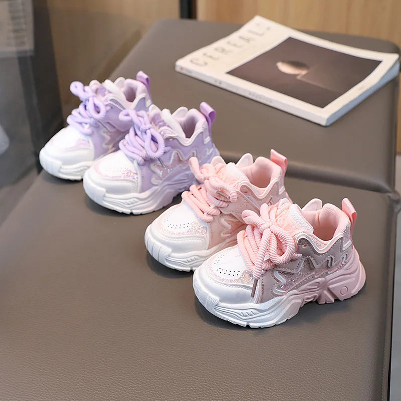 Children's Winter Sports Shoes New Fashionable Little Girl Leather Casual Sneaker for Kids Baby Girls