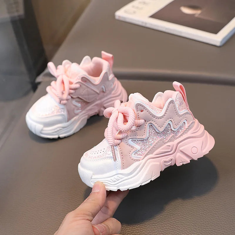 Children's Winter Sports Shoes New Fashionable Little Girl Leather Casual Sneaker for Kids Baby Girls