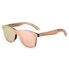 Wholesale new bamboo wood glasses men's women's sun protection integrated mirror polarized rice nail wooden Sunglasses 2024