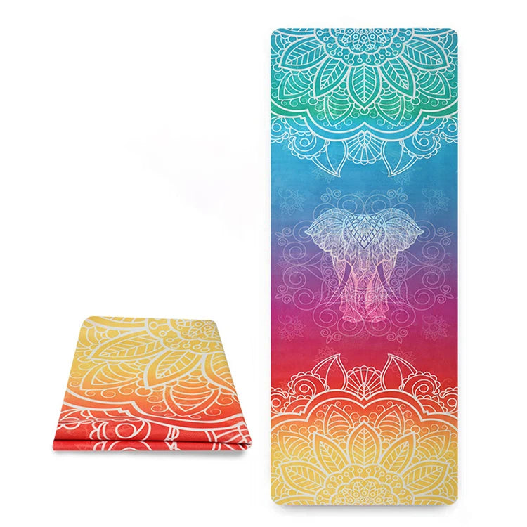 2026  Eco Friendly Digital Organic Blue Rubber Custom Print OEM Yoga Mat 4.5mm Anti Slip Non-slip Natural Rubber  Suede Yoga Mat