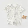 Baby Bamboo Rompers Summer Sleepsuit Jumpsuit Breathable Knit Unisex Pajamas with Snap Button Closure