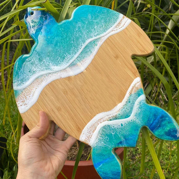 US Free Shipping Customized  Epoxy Resin Blanks Turtle Shaped Eco-Friendly Bamboo Cutting Board for Home Decor