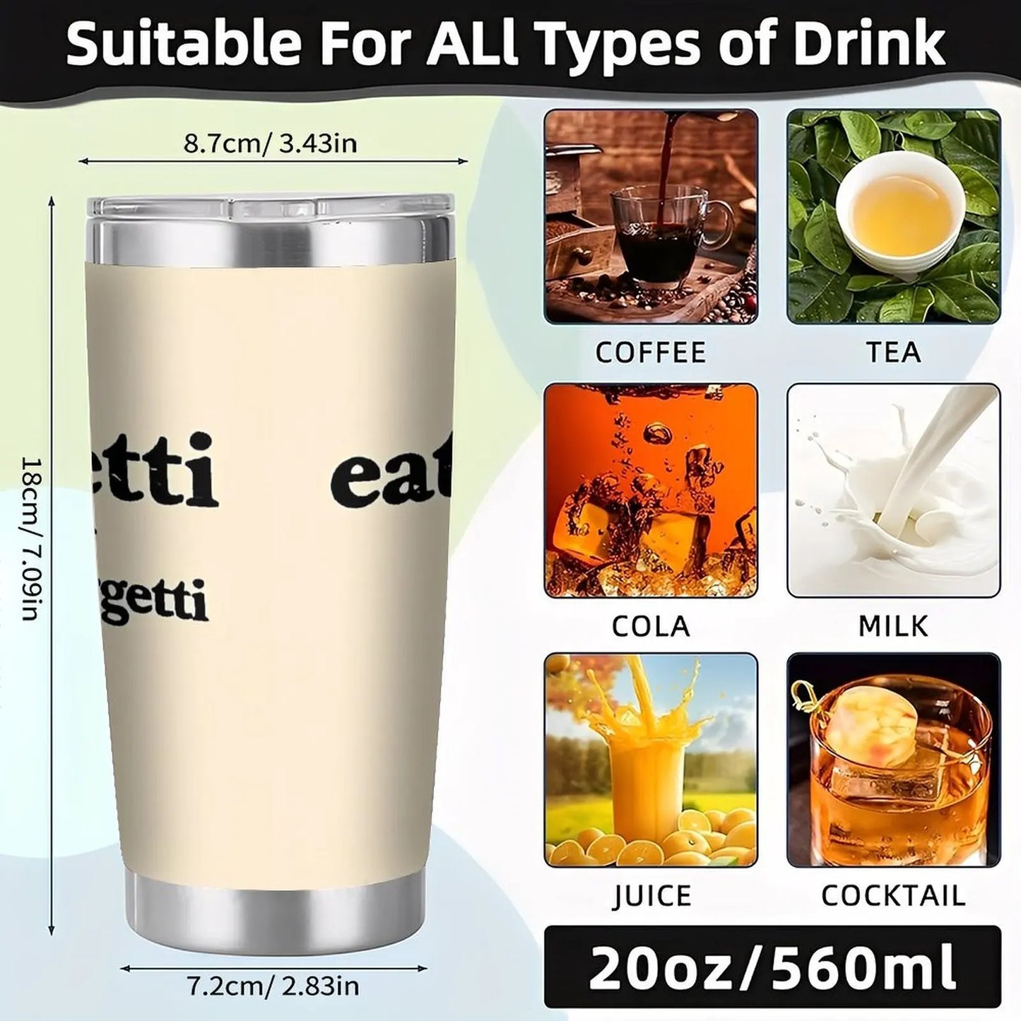 20oz Tumbler, Double Silver Side, Organic Compliant Stainless