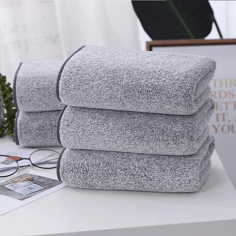 American Styles 2pcs Eco-Friendly Woven Bath Towel Set Organic Cotton Coral Fleece Quick-Dry Stylish Bath Accessory