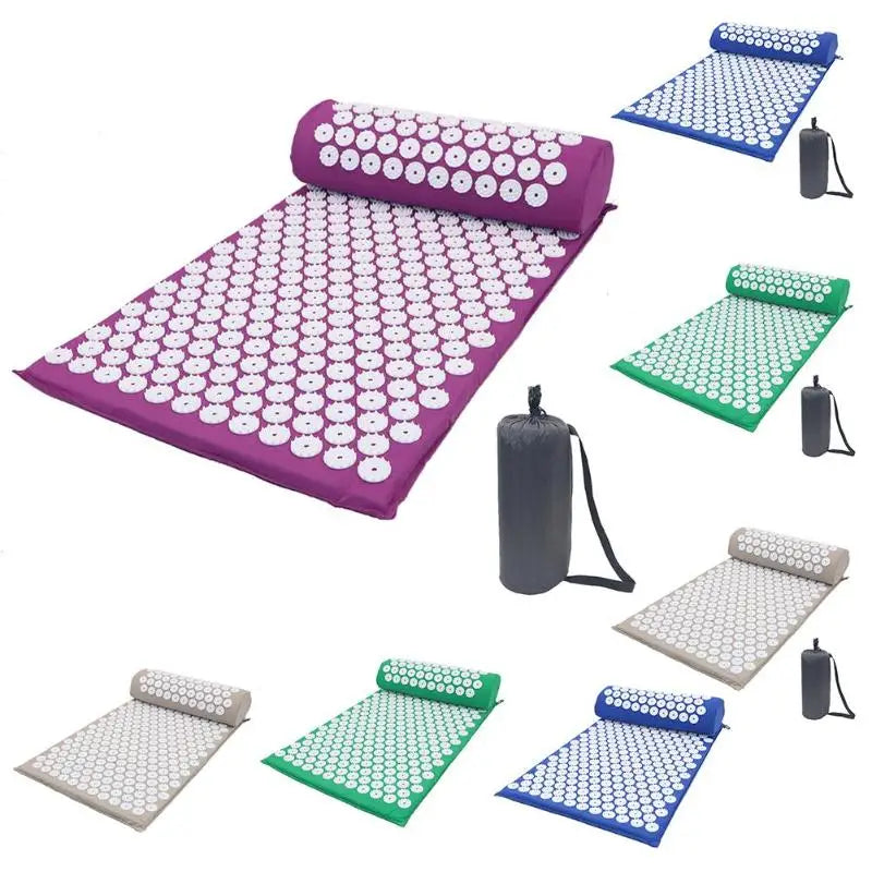 Bstar Eco Friendly Folding Portable Washable Acupuncture Massage Mat Pad Organic Shakti Acupressure Foot Mat Yoga Mat Pillow Set