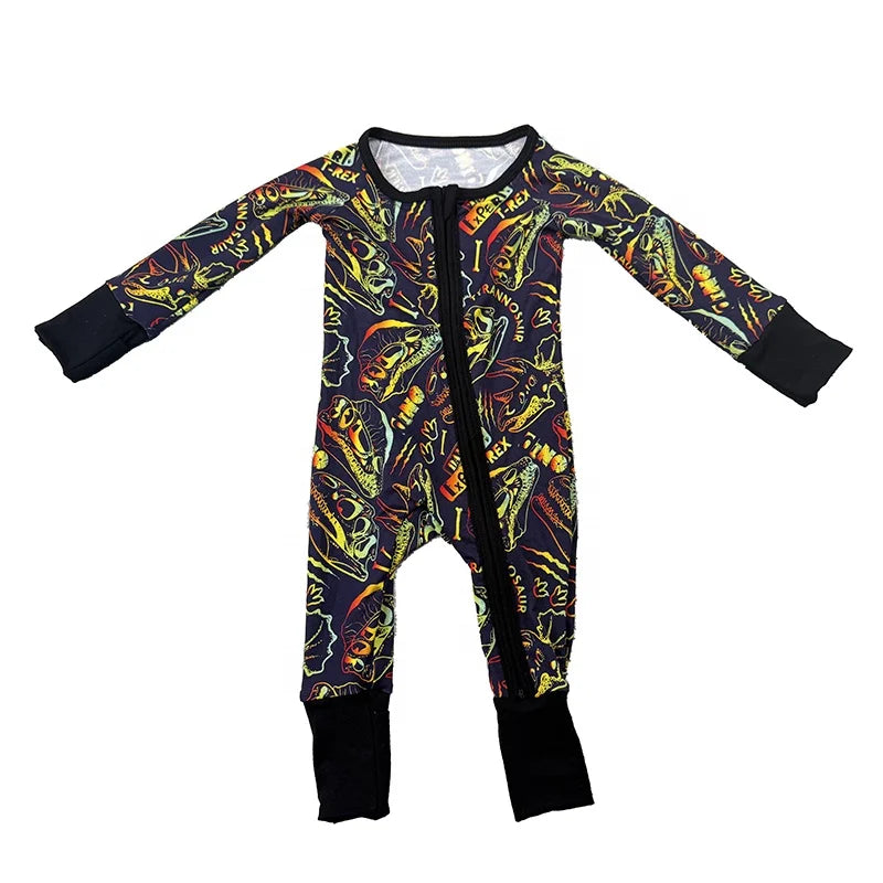 DH ODM Valentine Hot Sell Little Girls Two Way YKK Zipper Jumpsuit Newborn Rompers 0-6 Months Baby Bubble Spandex Bamboo