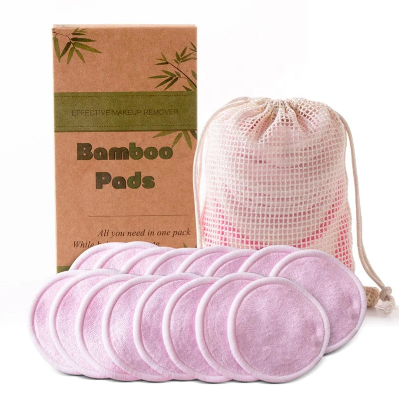 CUSTOM LOGO Box Package 100% Organic Bamboo Cotton Pads Eco-Friendly Reusable Makeup Remover Cotton Pad
