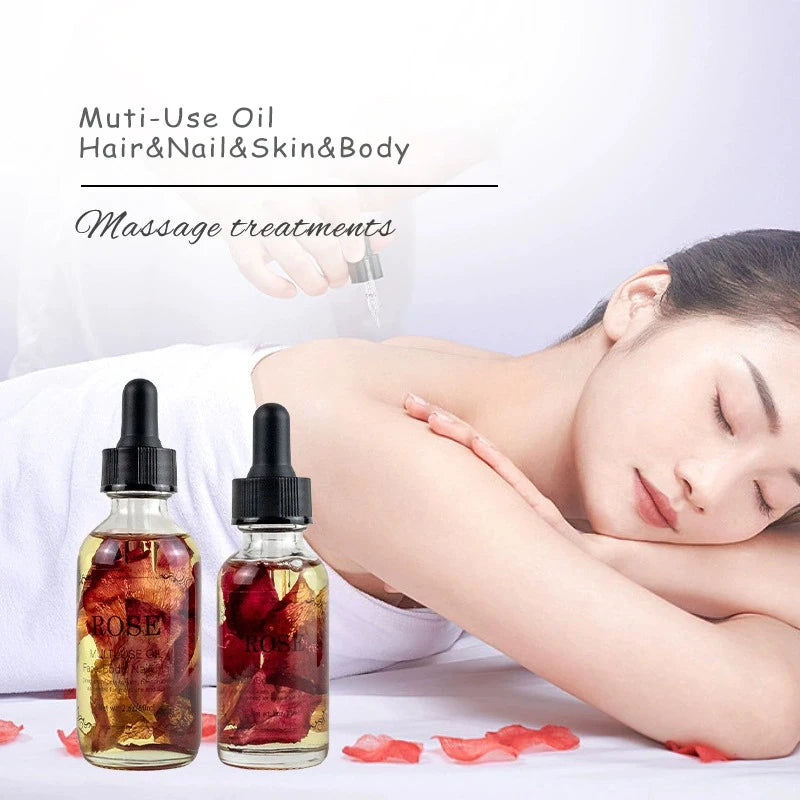 Private Label Natural Organic Multi-Use Oil Face, Body & Hair Blend Massage Oil With Flower