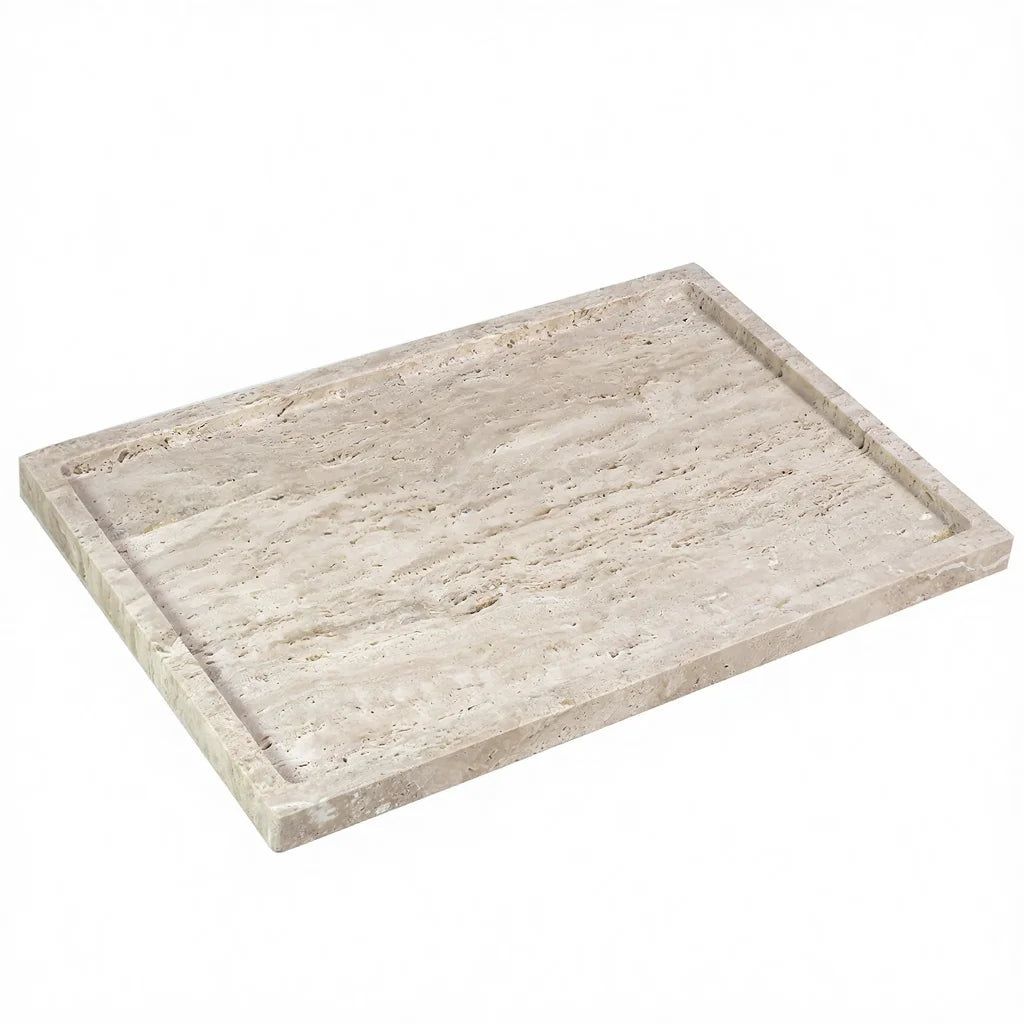Luxury Natural Rectangle  Calacatta Red Marble Serving Tray Decorative Food Fruit Jewelry Display Tray for Christmas Home Decor
