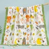 Custom 100% Organic Cotton Muslin Infant Bath Towel Cute Cartoon Pattern Babi Blankets 6-Layer Newborn Blanket for Travel Hotel