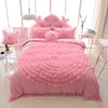 Korean Style 100% Organic Cotton Lace Princess 4pcs Sleep Aid with 400TC Solid Pattern for Weddings Bed Sheet Sets
