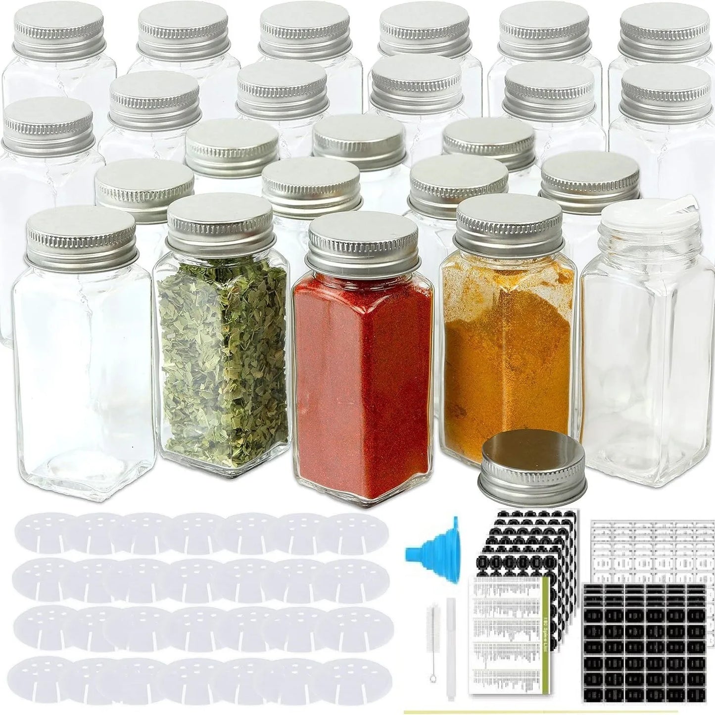 120ml Square Glass Spice Jar with Bamboo Wood Lid Sub-Packaged 4oz Seasoning Container for Parties and Condiments Storage